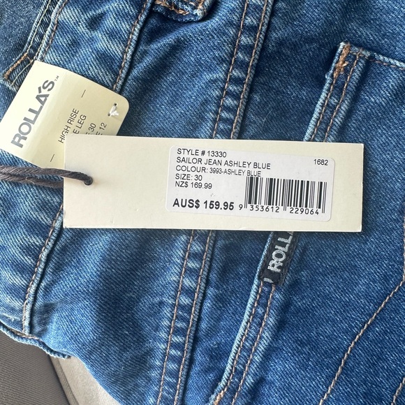 Rollas sailor Jean Ashley blue -  high rise wide leg med stone wash crop jeans - Picture 8 of 8